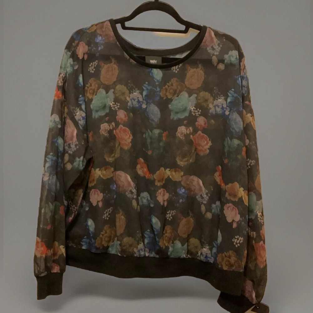 Mossimo Vintage Sheer Floral Long Sleeved Top